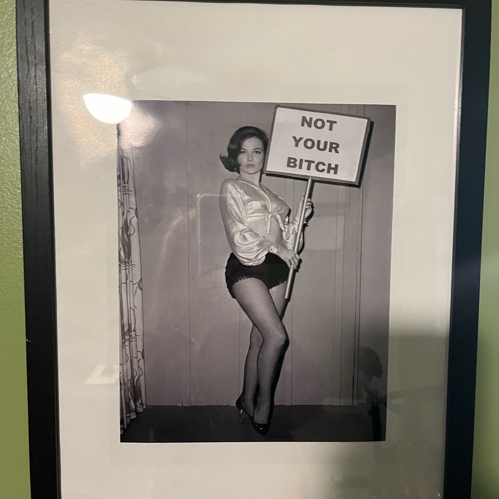 Photo with statement and frame.